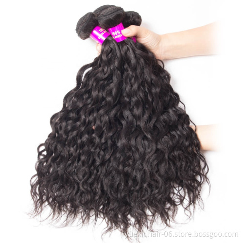150% Density Water Wave Human Hair Frontal Closure 5x5 Soft Pre Plucked Silk Base Peruvian Hair Bunels with Closure